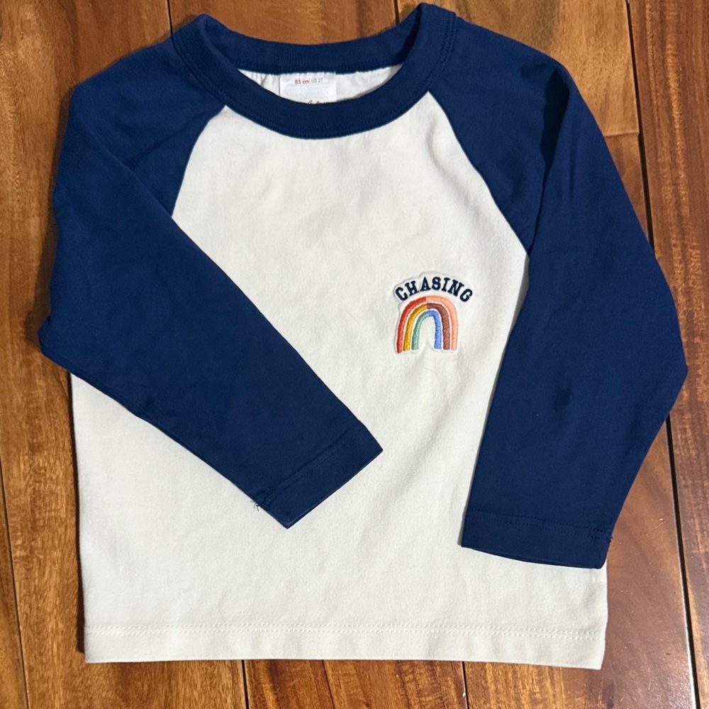 Hanna Andersson 100% Cotton “Chasing Rainbows” Long Sleeve Baseball T-Shirt